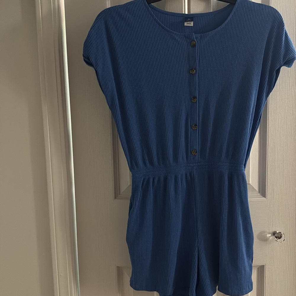Old Navy XL Blue Ribbed Knit Romper